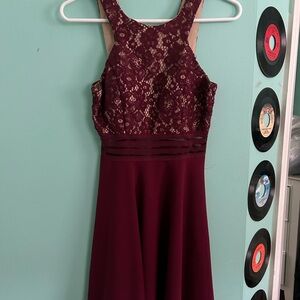 Elegant Burgundy Lace Dress